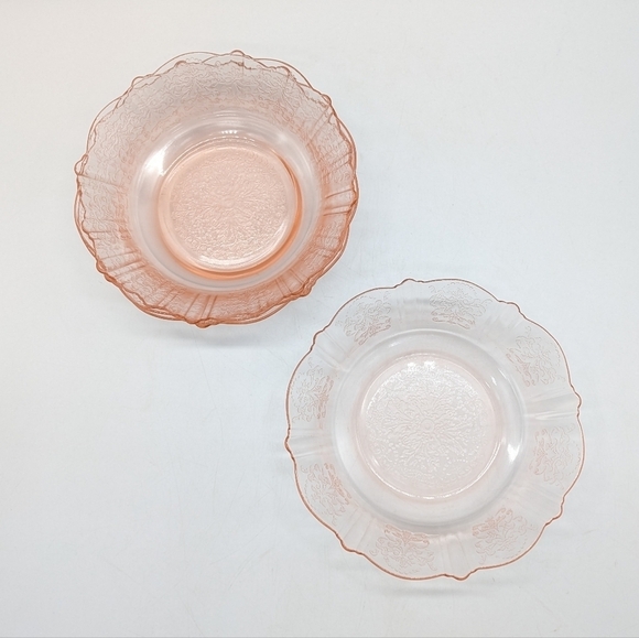 American Sweetheart Macbeth Evans pink depression glass small plates set of 4 - Picture 1 of 6